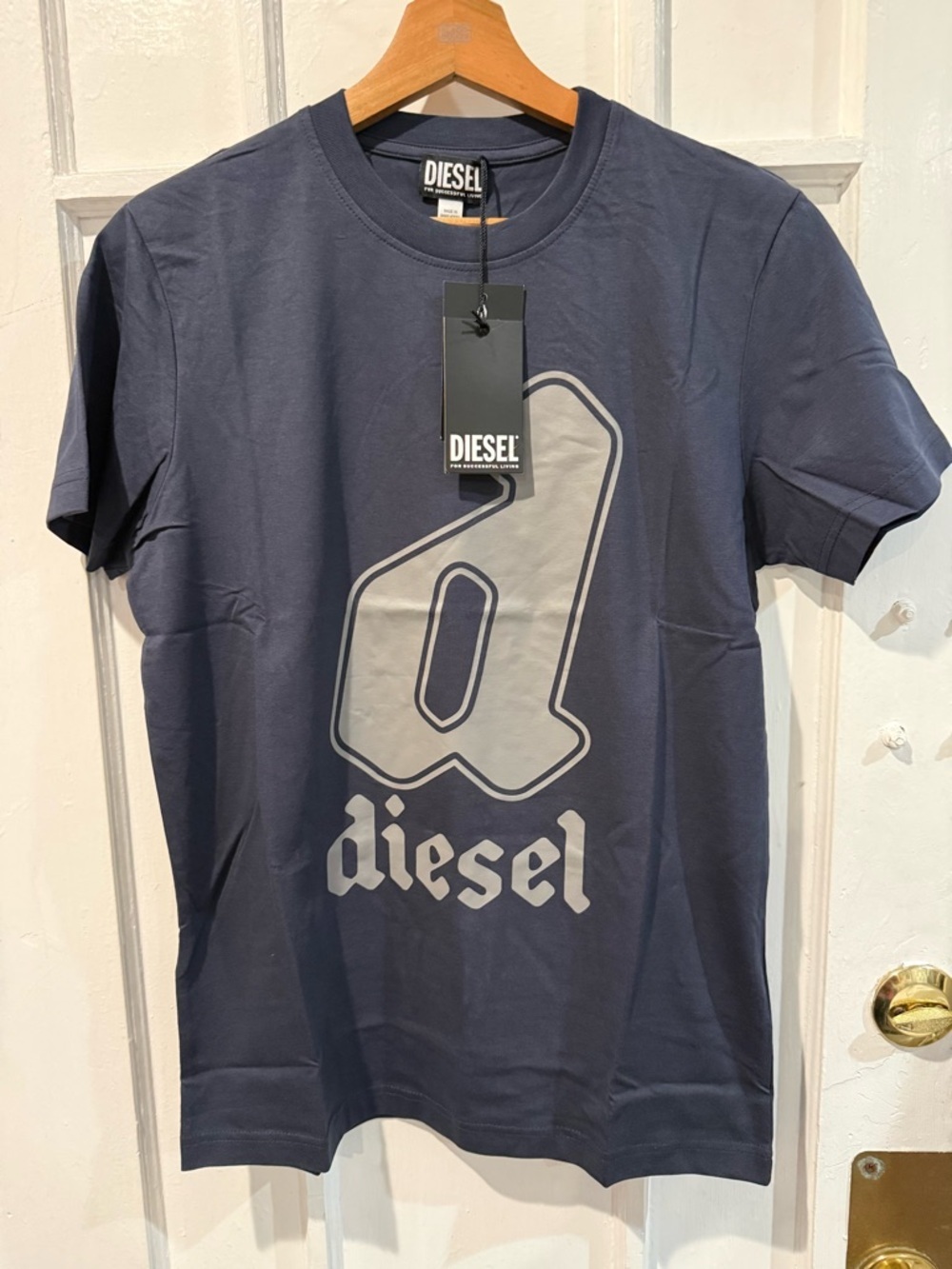 Diesel Navy Short Sleeve Tee with Light Gray Logo
